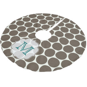 Jupon De Sapin En Polyester Brossé Pointe Polka Brown Imprimer Monogramme Arbre initi