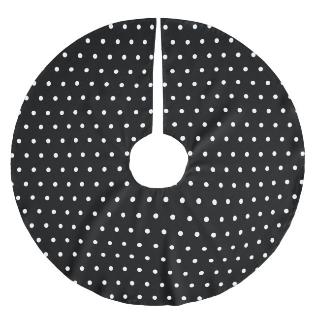 Jupon De Sapin En Polyester Brossé Pointe Polka simple noir et blanc (Devant)