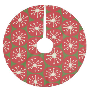 Jupon De Sapin En Polyester Brossé Points atomiques Midsiècle moderne rétro rouge et