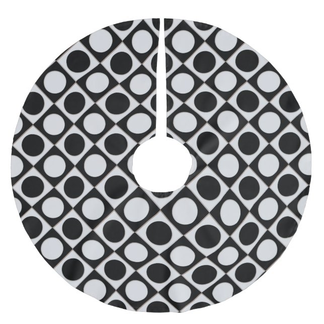 Jupon De Sapin En Polyester Brossé Points & Carrés / noir blanc + vos idées (Devant)