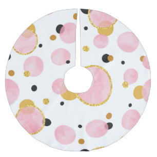 Jupon De Sapin En Polyester Brossé Points D'Or Rose, Vintages Géométriques.