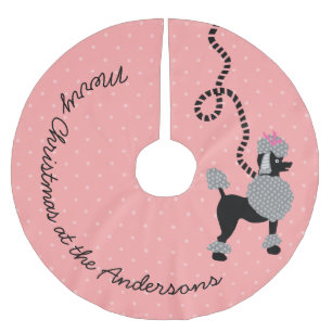 Jupon De Sapin En Polyester Brossé Points modernes roses de les années 50 de chien d