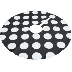 Jupon De Sapin En Polyester Brossé Pois noirs et blancs, Motif Polka