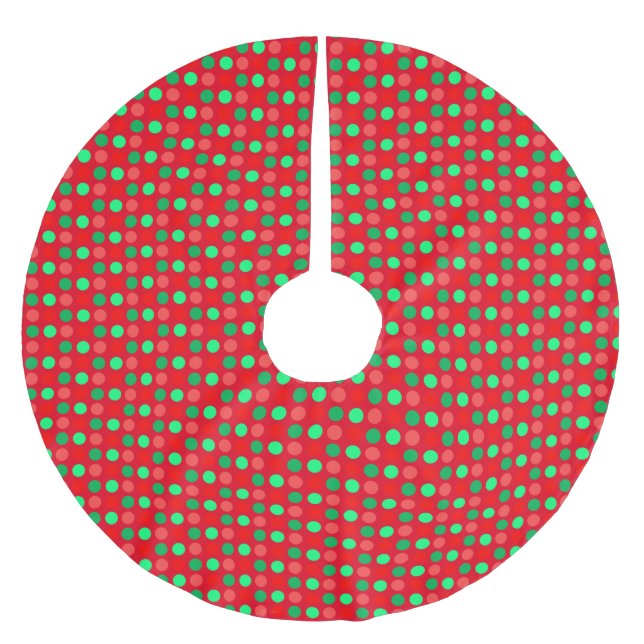 Jupon De Sapin En Polyester Brossé Pois verts et rouges en rouge (Devant)