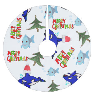 Jupon De Sapin En Polyester Brossé Poisson de requin-jupe de Noël