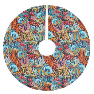Jupon De Sapin En Polyester Brossé Poissons Tropicaux Couleurs Vives Vibes d'Été