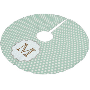 Jupon De Sapin En Polyester Brossé Polka bleu point d'impression Monogramme initial J