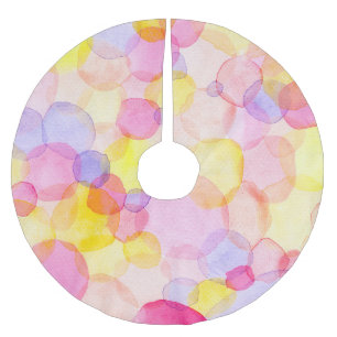 Jupon De Sapin En Polyester Brossé Polka Dot Splash : Aquarelle colorée