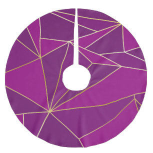 Jupon De Sapin En Polyester Brossé Polygone violet Art : Gold Line Arrière - plan géo