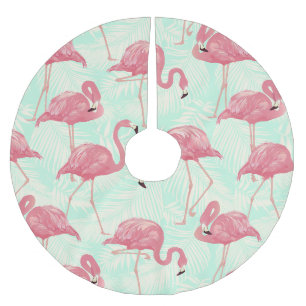Jupon De Sapin En Polyester Brossé Preppy Chic Elegant Pink Flamingo Motif