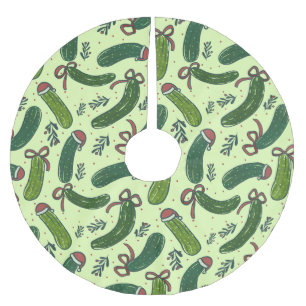 Jupon De Sapin En Polyester Brossé Quirky Festive Pickles de Noël Motif