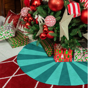 Jupon De Sapin En Polyester Brossé Rayures en étoile éclatée sarcelle et turquoise