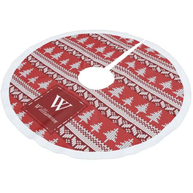 Jupon De Sapin En Polyester Brossé Red and White Nordic Alpine Fir Trees Nom de famil (Angle)