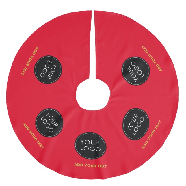 Jupon De Sapin En Polyester Brossé Red Custom Logo Entreprise Noël d'affaires (Devant)