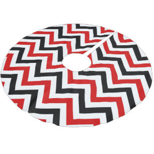 Jupon De Sapin En Polyester Brossé Red, white, Black Large Chevron Zig Zag