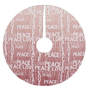Jupon De Sapin En Polyester Brossé Red White Love Peace