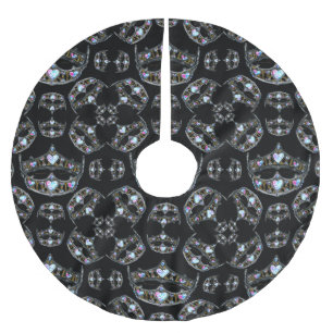 Jupon De Sapin En Polyester Brossé Reine des Coeurs Argent Couronne Tiaras noir