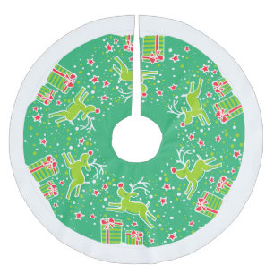 Jupon De Sapin En Polyester Brossé Renne de Noël caracolant au-dessus de la jupe