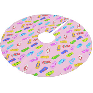 Jupon De Sapin En Polyester Brossé Retourner Flop Motif rose Noël