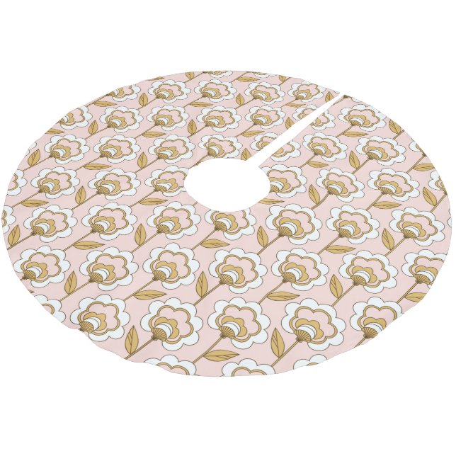 Jupon De Sapin En Polyester Brossé Retro Jardin rose motif floral (Angle)