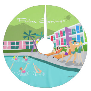 Jupon De Sapin En Polyester Brossé Retro Palm Springs Hotel Tree Skirt