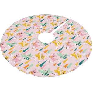 Jupon De Sapin En Polyester Brossé Retro Reindeer Wonderland Motif de vacances