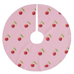 Jupon De Sapin En Polyester Brossé Retro Vintage jolie rouge cerise rose Motif