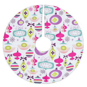 Jupon De Sapin En Polyester Brossé Rétros ornements lumineux de Noël