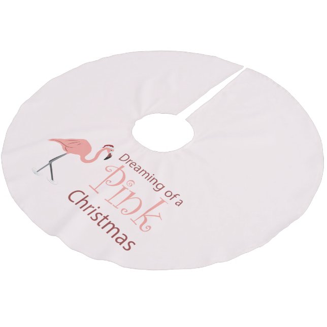 Jupon De Sapin En Polyester Brossé Rêver d'un Noël rose - Jupe d'arbre (Angle)