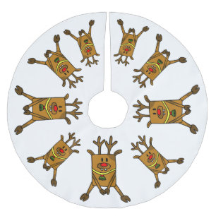 Jupon De Sapin En Polyester Brossé Rindeer Dessin drôle sur blanc
