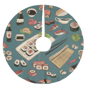 Jupon De Sapin En Polyester Brossé Rolls De Sushi : Coloré Sans Couleur Vintage.