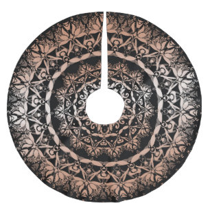 Jupon De Sapin En Polyester Brossé Rose Gold Floral Mandala Noir