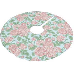 Jupon De Sapin En Polyester Brossé Rose rose Jardin Bouquet Motif