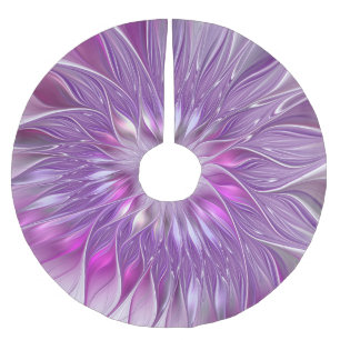 Jupon De Sapin En Polyester Brossé Rose violet étoile Fleur Abstrait Fractal Art