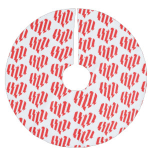 Jupon De Sapin En Polyester Brossé Rouge Abstrait n Blancs Valentine Coeur