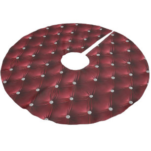 Jupon De Sapin En Polyester Brossé Rouge chaud Faux Velvet