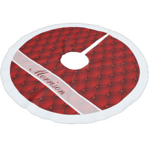 Jupon De Sapin En Polyester Brossé Rouge Faux Upholstery et blanc Trim Monogramme