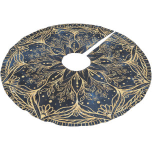Jupon De Sapin En Polyester Brossé Rouge Poinsettia Fleur Mandala