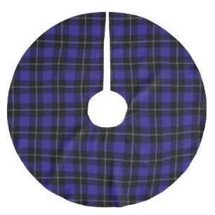 Jupon De Sapin En Polyester Brossé Royal Blue Black Plaid