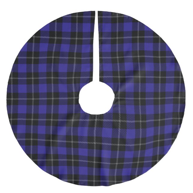Jupon De Sapin En Polyester Brossé Royal Blue Black Plaid (Devant)