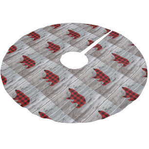 Jupon De Sapin En Polyester Brossé ruodland barn wood red buffalo plaid bear