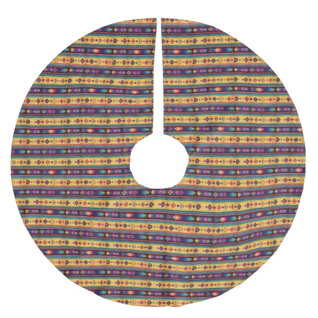 Jupon De Sapin En Polyester Brossé Rustic Boho Folk Art Diamond Pattern (Devant)