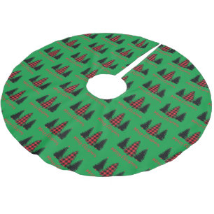Jupon De Sapin En Polyester Brossé Rustic Buffalo Plaid Trees Motif