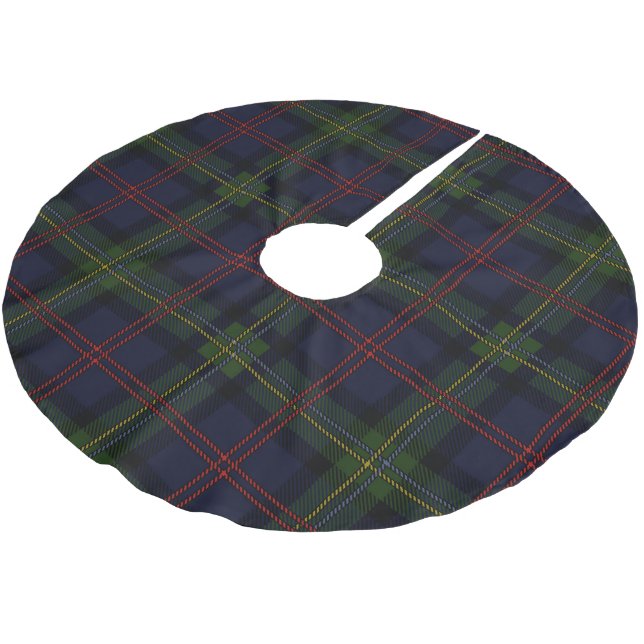 Jupon De Sapin En Polyester Brossé Rustique Plaid Élégant Tartan Classique Vacances (Angle)