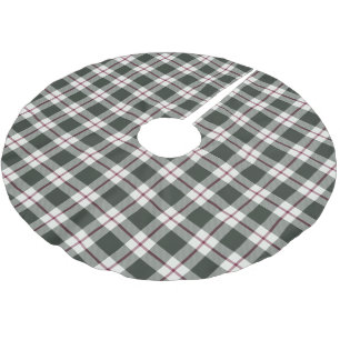 Jupon De Sapin En Polyester Brossé Sage Green et Berry Red Plaid Noël Holiday