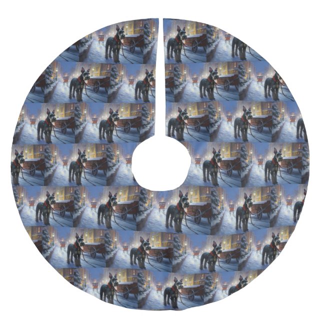 Jupon De Sapin En Polyester Brossé Saison de Noël des Schnauzer miniatures (Devant)