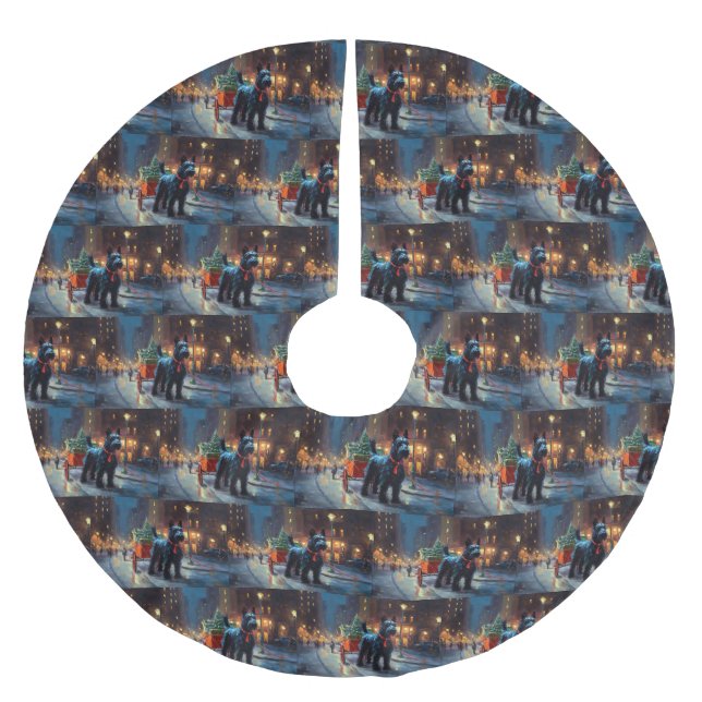 Jupon De Sapin En Polyester Brossé Saison de Noël du Terrier écossais (Devant)