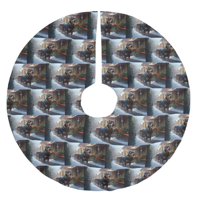 Jupon De Sapin En Polyester Brossé Saison festive de Noël de Rottweiler (Devant)