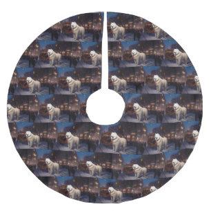 Jupon De Sapin En Polyester Brossé Samoyed Christmas Festive Saison