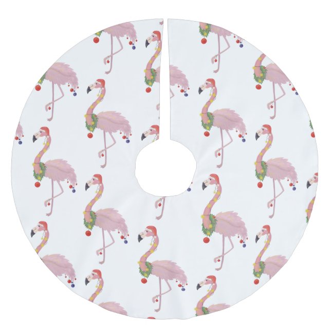 Jupon De Sapin En Polyester Brossé santa claus flamingo (Devant)